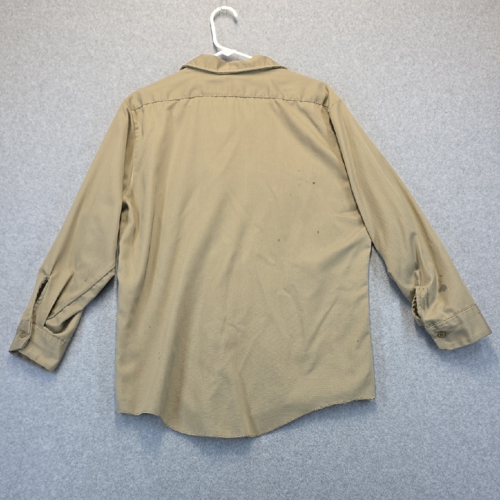 Dickies Khaki Work Shirt Men’s 16-16.5x33 USA Made Distressed Utility - Picture 8 of 12